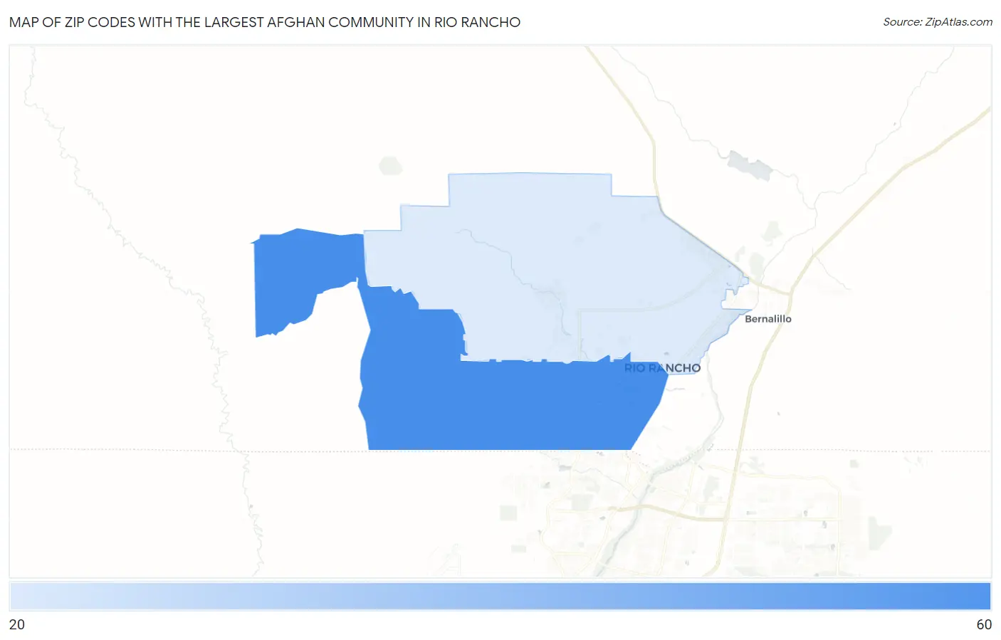 Zip Codes with the Largest Afghan Community in Rio Rancho Map