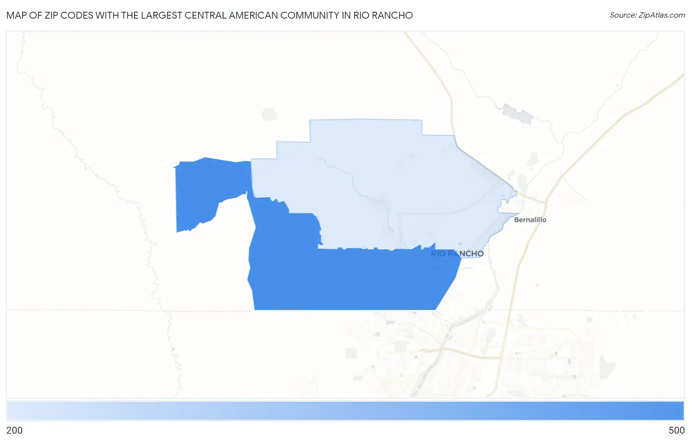 Zip Codes with the Largest Central American Community in Rio Rancho Map