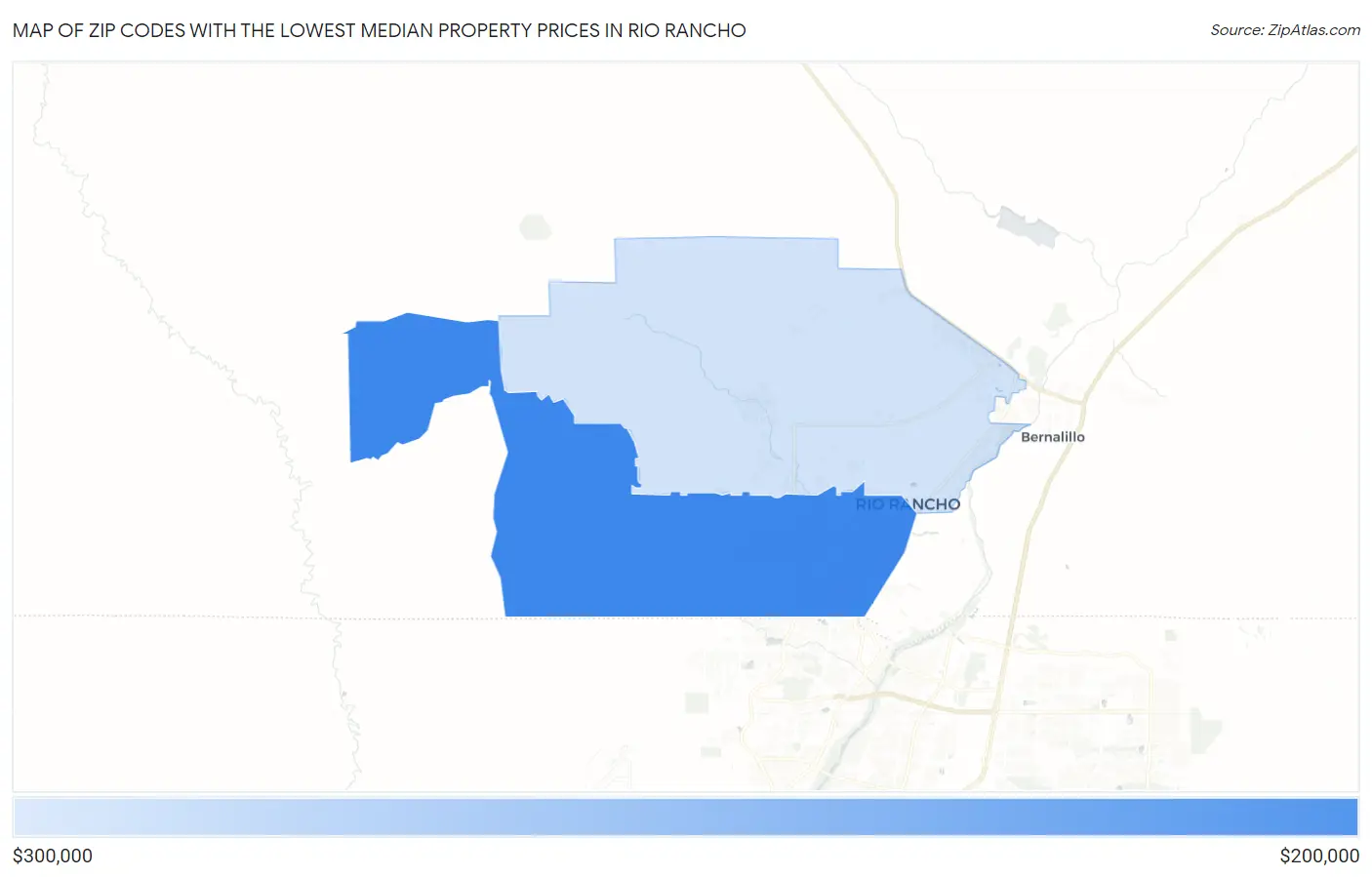 Zip Codes with the Lowest Median Property Prices in Rio Rancho Map