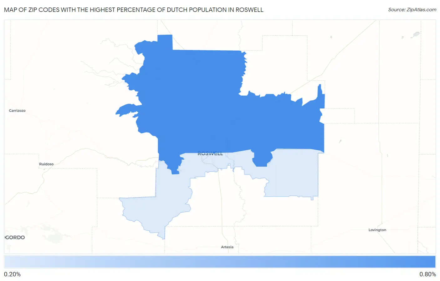 Zip Codes with the Highest Percentage of Dutch Population in Roswell Map