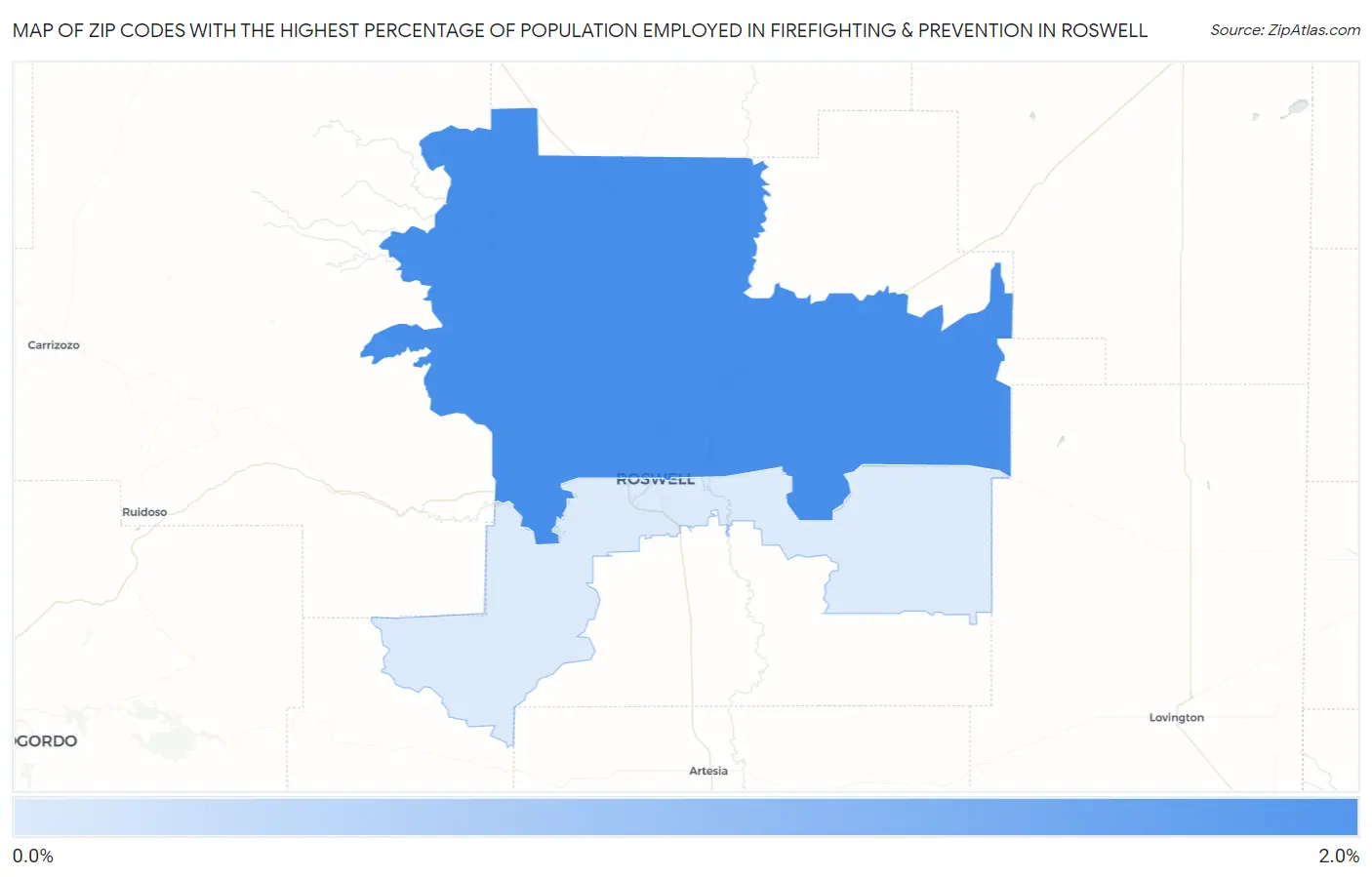 Zip Codes with the Highest Percentage of Population Employed in Firefighting & Prevention in Roswell Map
