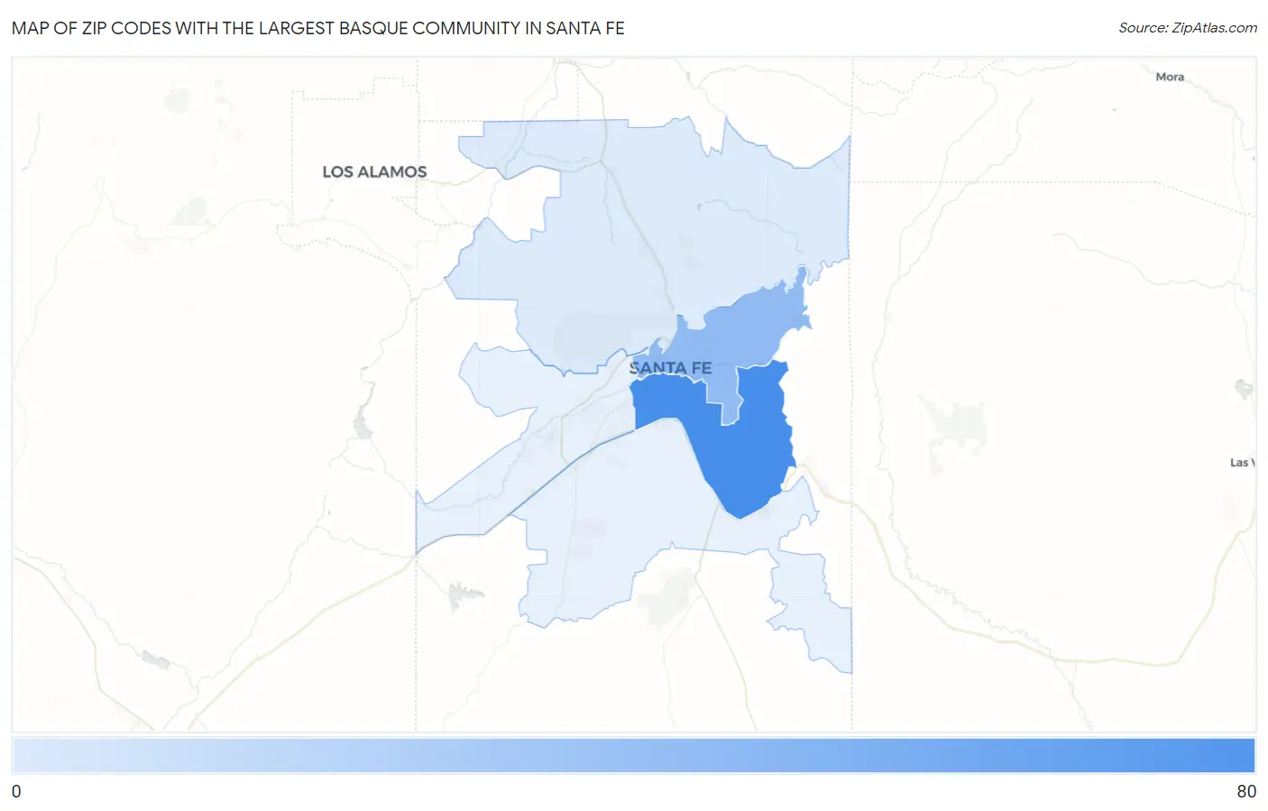 Zip Codes with the Largest Basque Community in Santa Fe Map