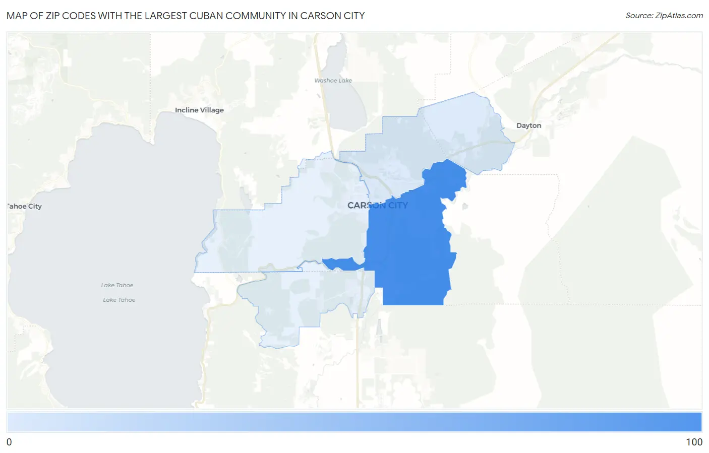 Zip Codes with the Largest Cuban Community in Carson City Map