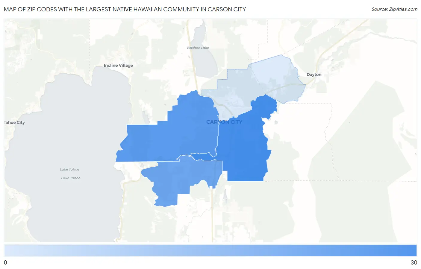 Zip Codes with the Largest Native Hawaiian Community in Carson City Map