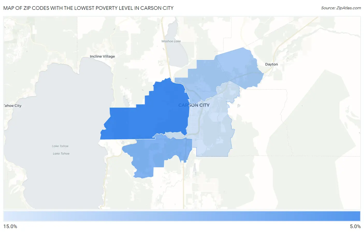 Zip Codes with the Lowest Poverty Level in Carson City Map