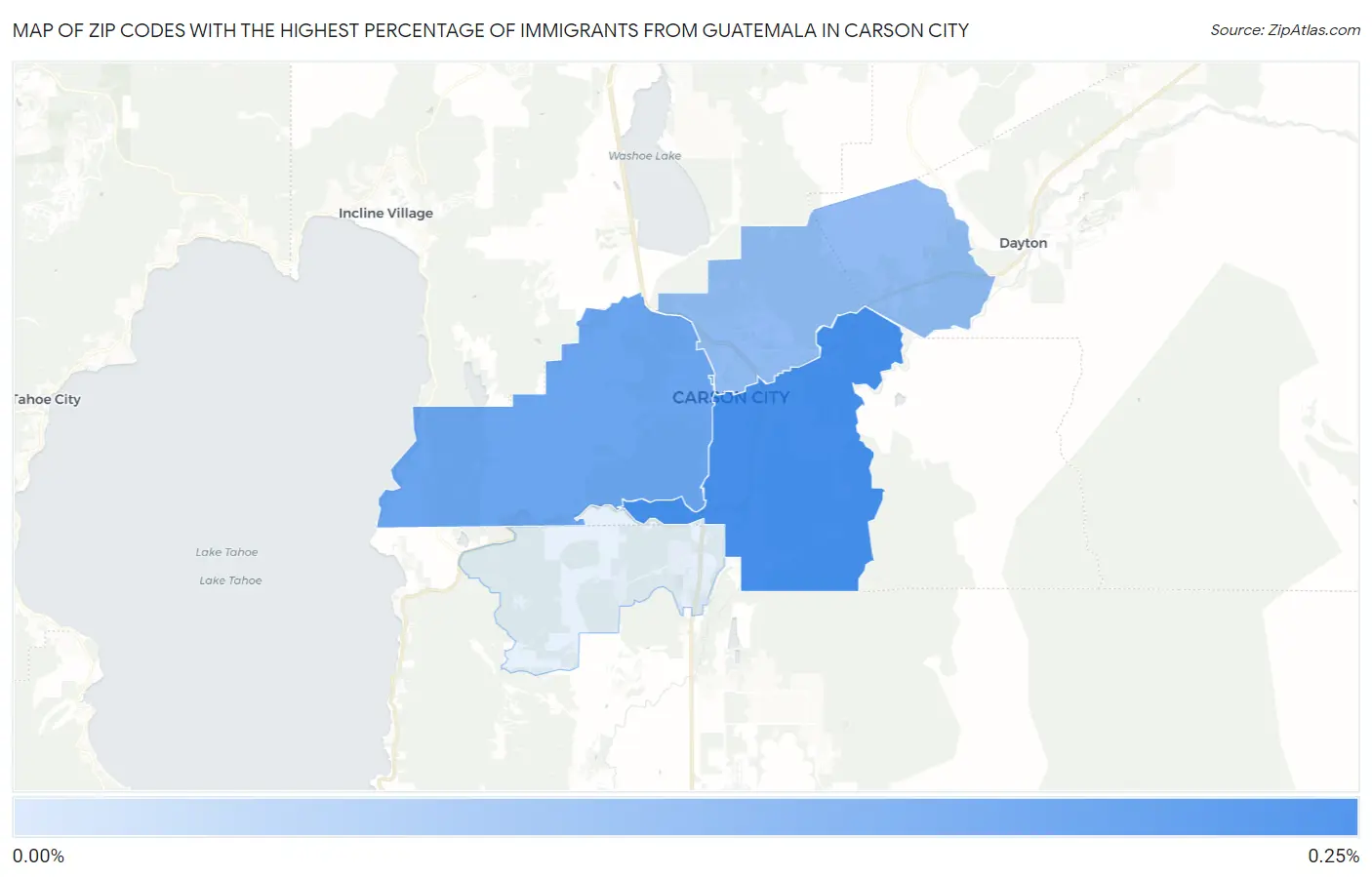 Zip Codes with the Highest Percentage of Immigrants from Guatemala in Carson City Map