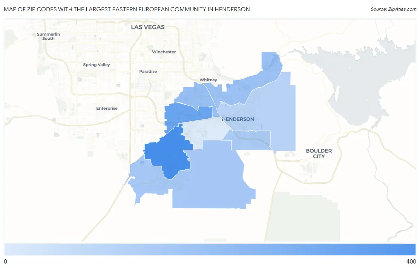 Zip Codes with the Largest Eastern European Community in Henderson Map
