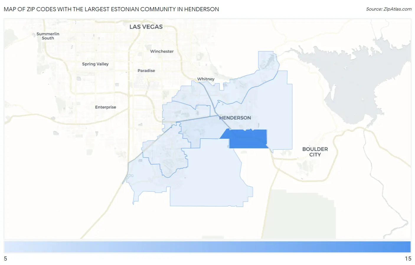 Zip Codes with the Largest Estonian Community in Henderson Map