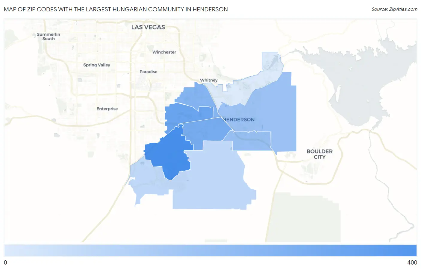 Zip Codes with the Largest Hungarian Community in Henderson Map