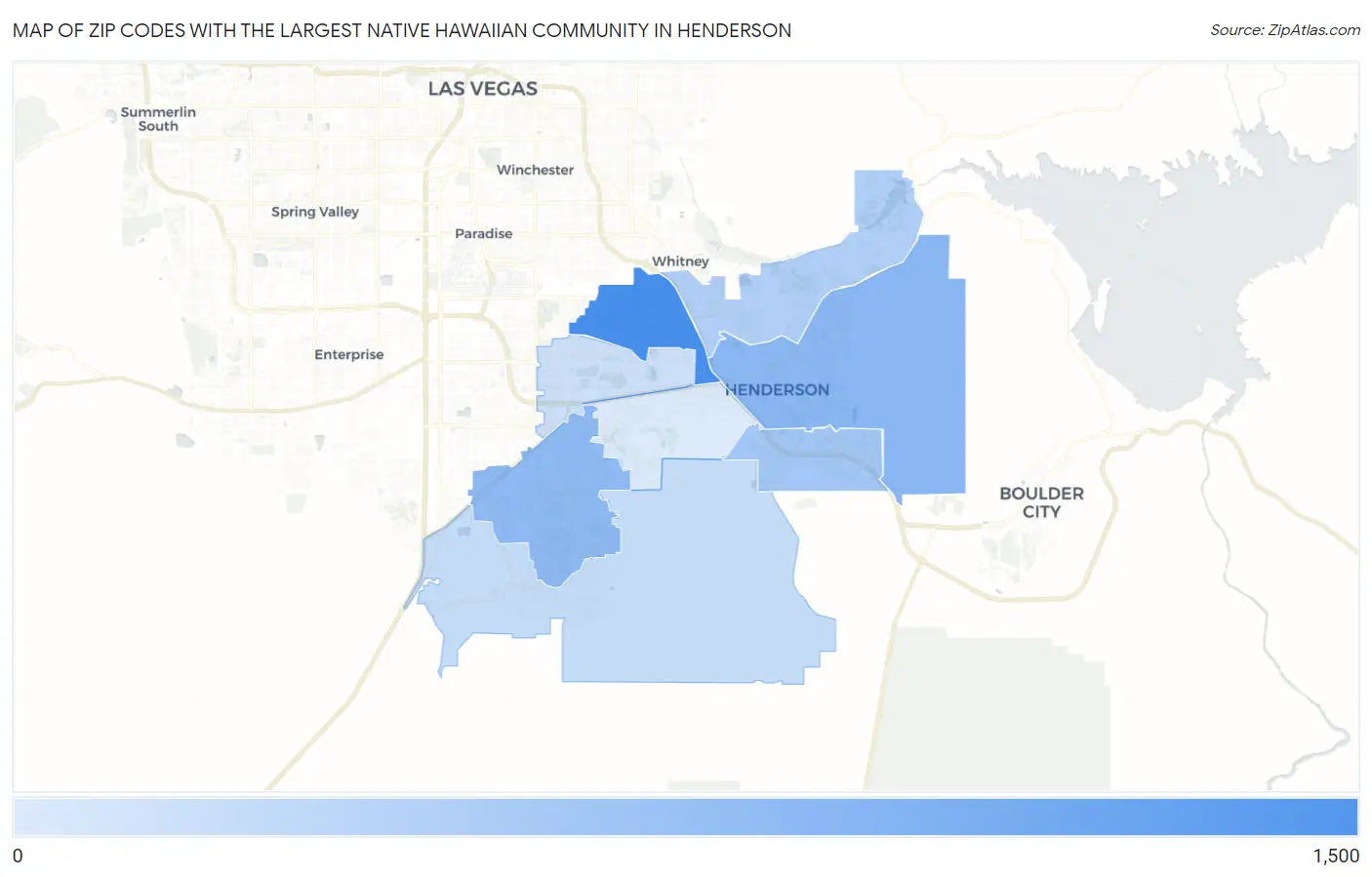 Zip Codes with the Largest Native Hawaiian Community in Henderson Map