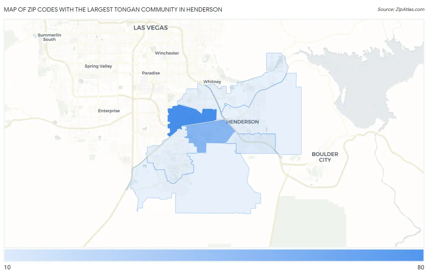 Zip Codes with the Largest Tongan Community in Henderson Map