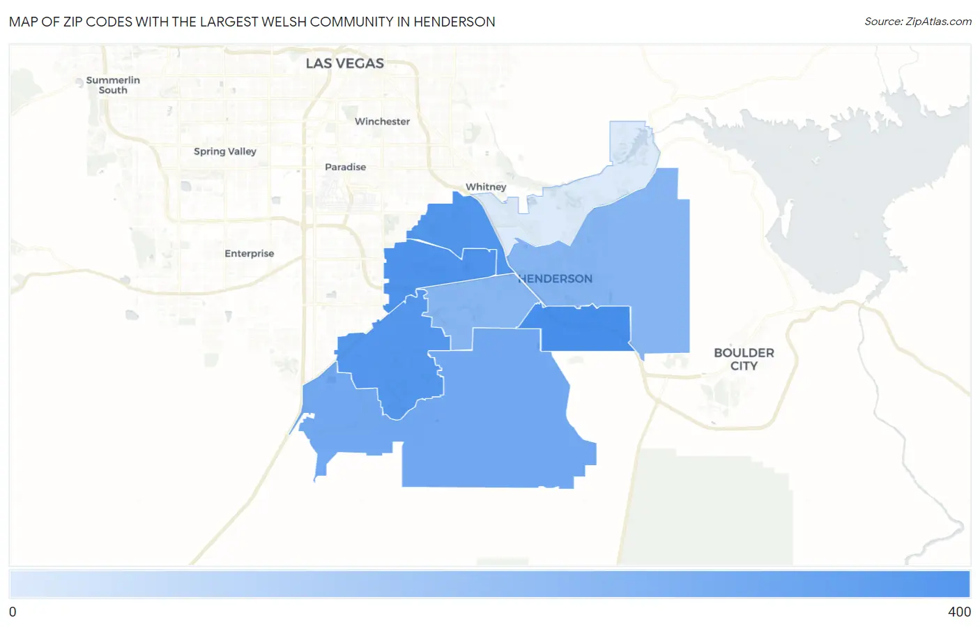 Zip Codes with the Largest Welsh Community in Henderson Map