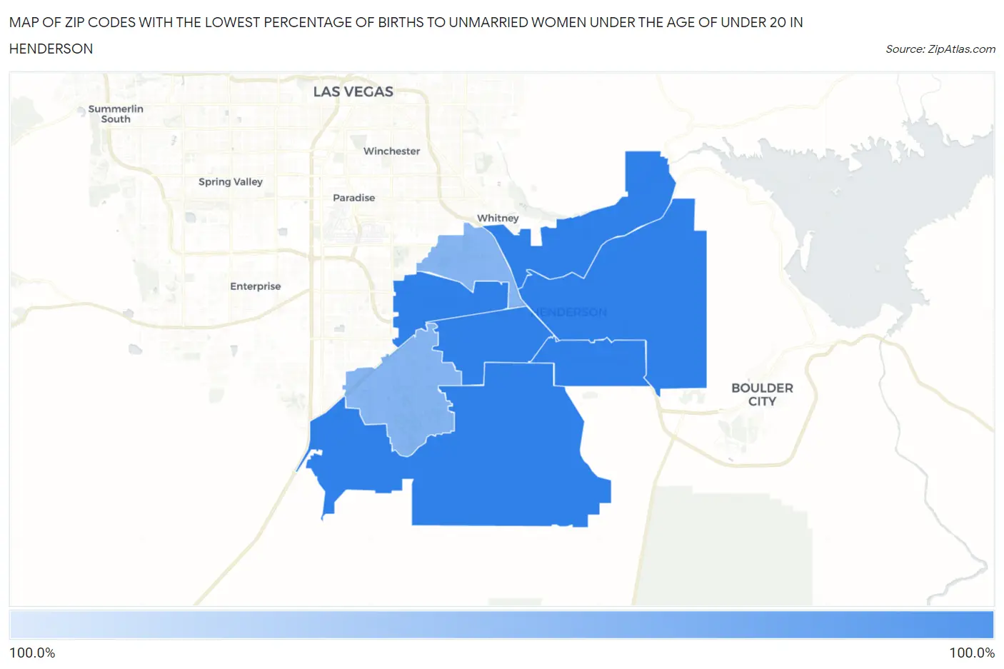 Zip Codes with the Lowest Percentage of Births to Unmarried Women under the Age of under 20 in Henderson Map