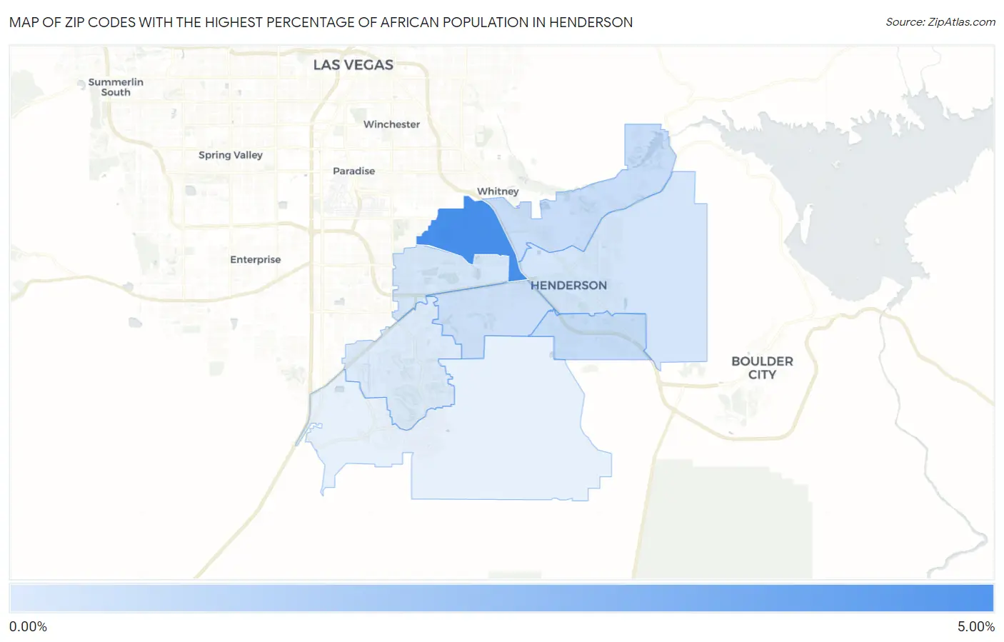 Zip Codes with the Highest Percentage of African Population in Henderson Map