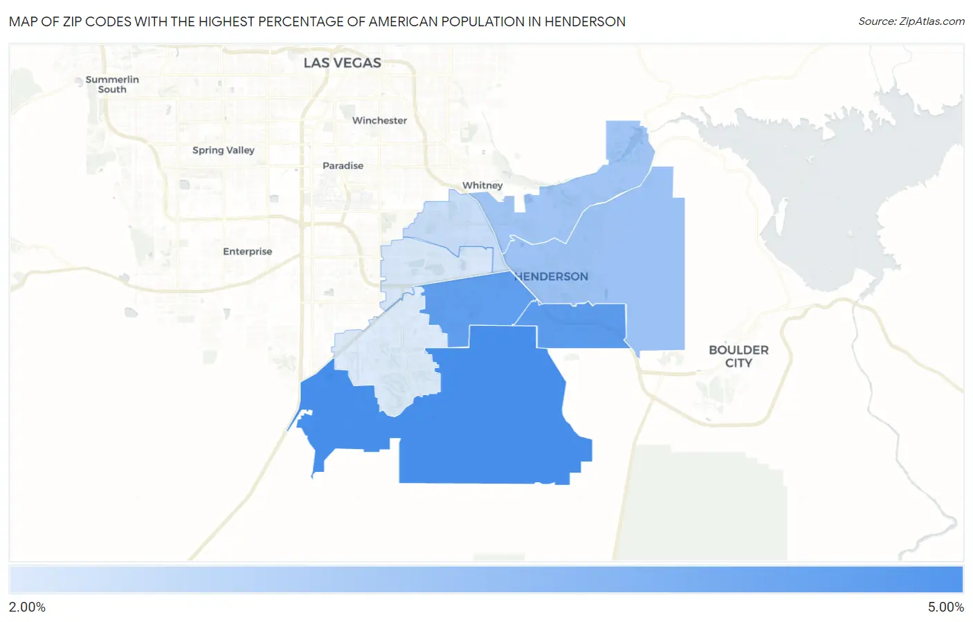 Zip Codes with the Highest Percentage of American Population in Henderson Map