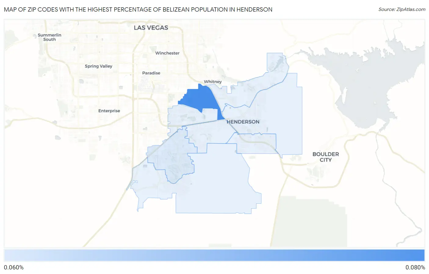 Zip Codes with the Highest Percentage of Belizean Population in Henderson Map