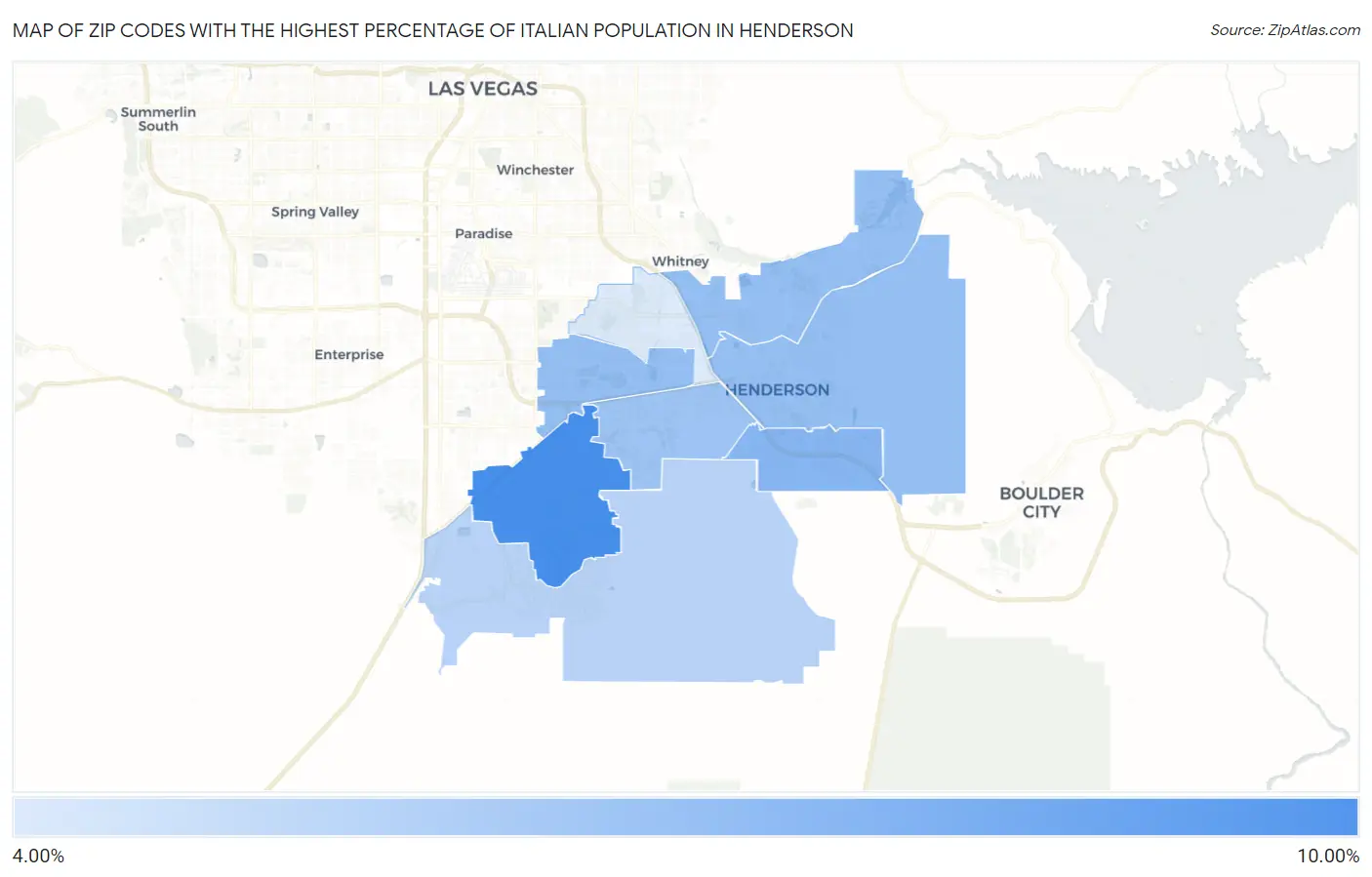 Zip Codes with the Highest Percentage of Italian Population in Henderson Map