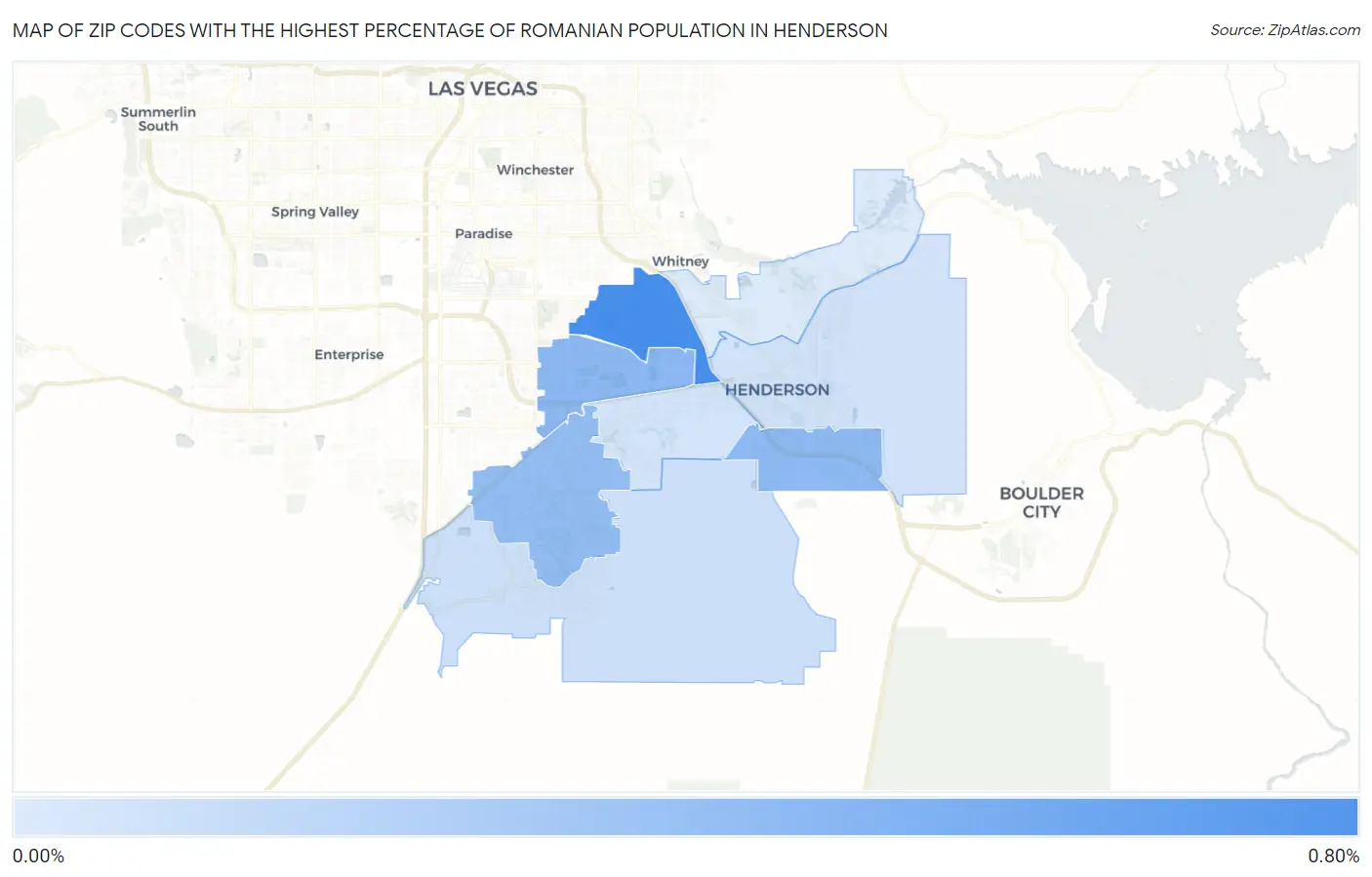 Zip Codes with the Highest Percentage of Romanian Population in Henderson Map