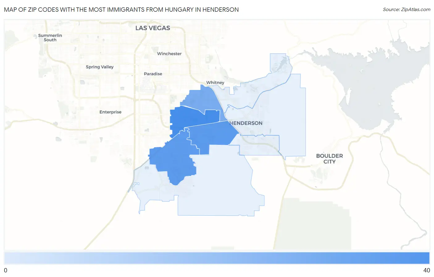 Zip Codes with the Most Immigrants from Hungary in Henderson Map