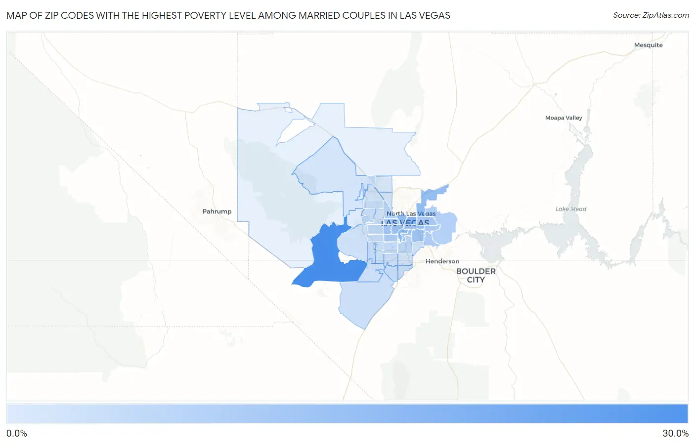 Zip Codes with the Highest Poverty Level Among Married Couples in Las Vegas Map