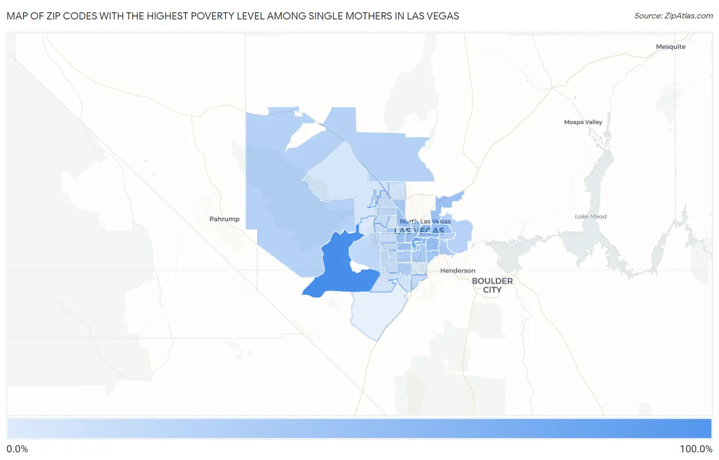 Zip Codes with the Highest Poverty Level Among Single Mothers in Las Vegas Map