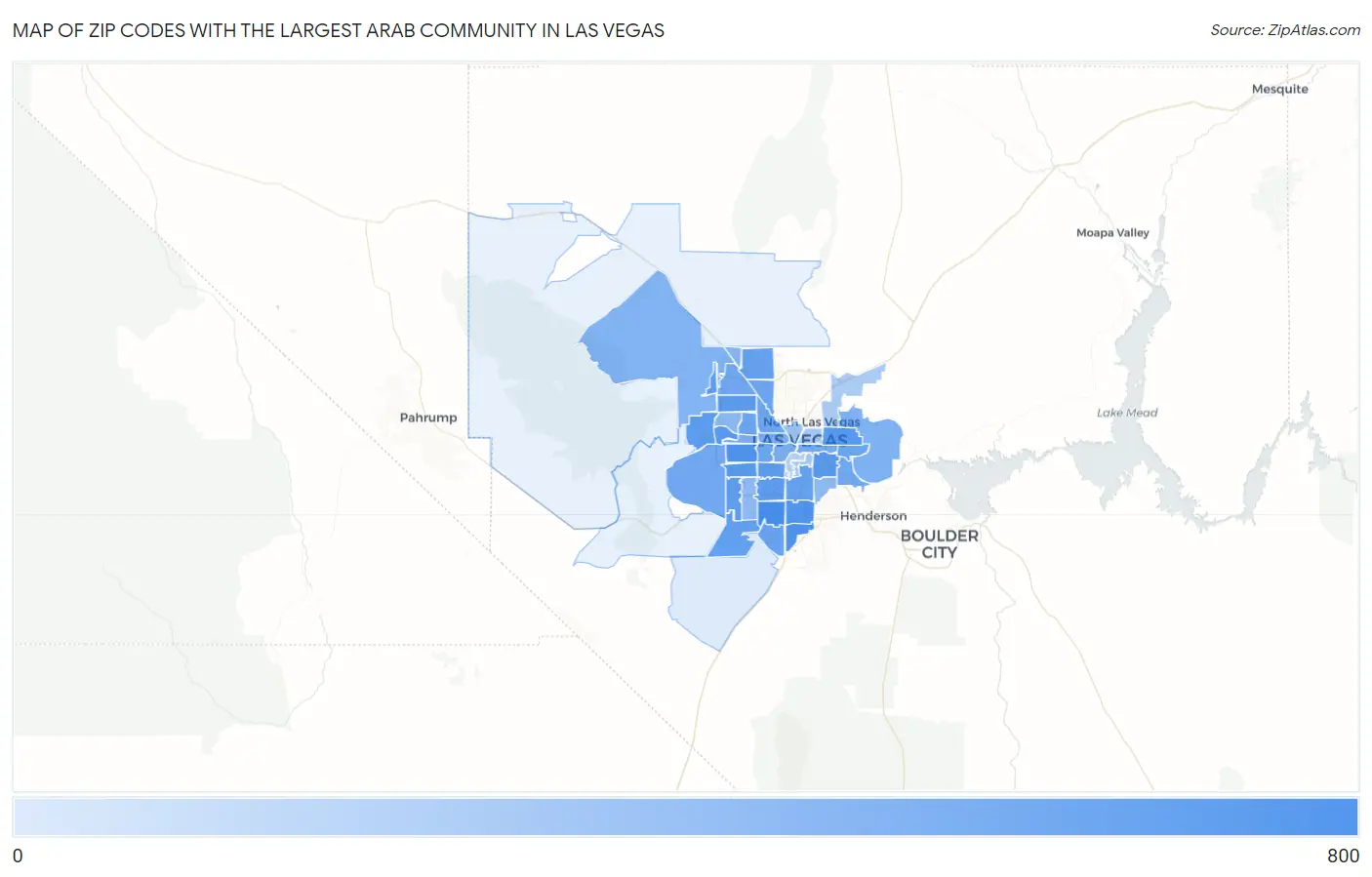 Zip Codes with the Largest Arab Community in Las Vegas Map