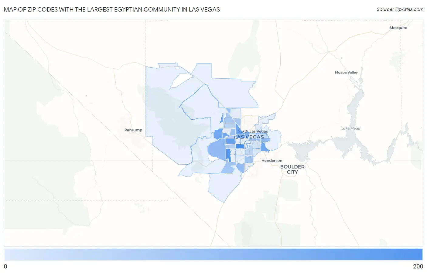 Zip Codes with the Largest Egyptian Community in Las Vegas Map