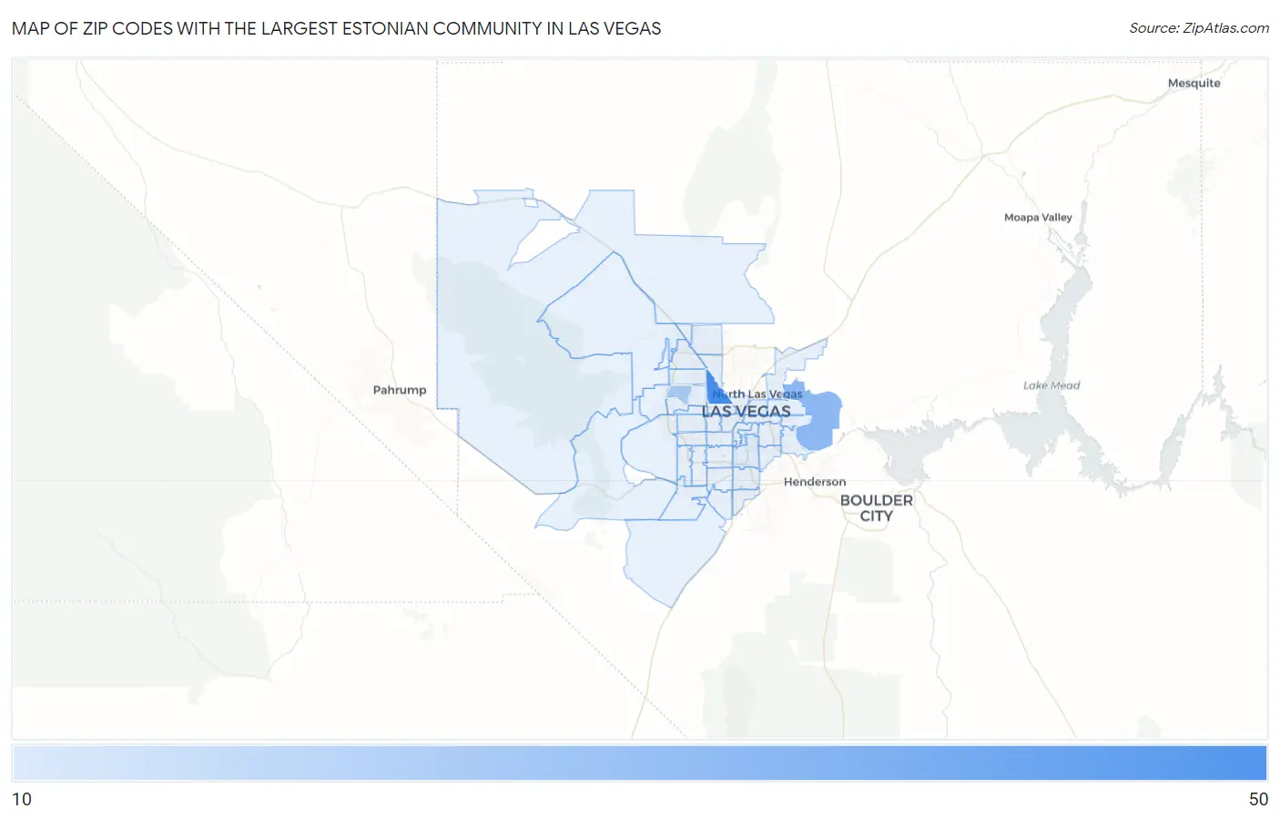 Zip Codes with the Largest Estonian Community in Las Vegas Map