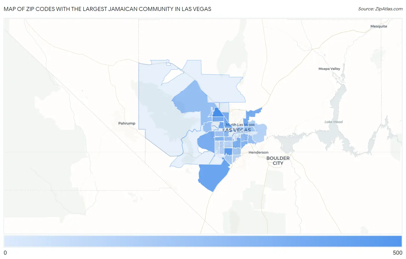 Zip Codes with the Largest Jamaican Community in Las Vegas Map