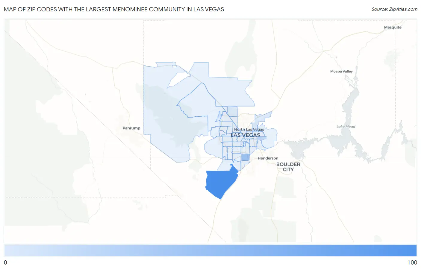 Zip Codes with the Largest Menominee Community in Las Vegas Map