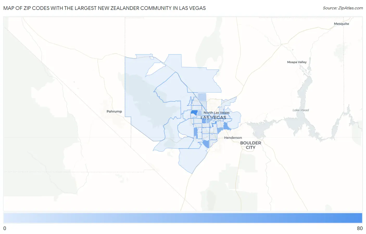 Zip Codes with the Largest New Zealander Community in Las Vegas Map