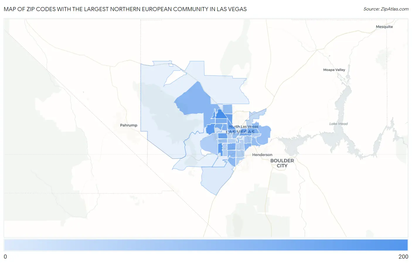 Zip Codes with the Largest Northern European Community in Las Vegas Map