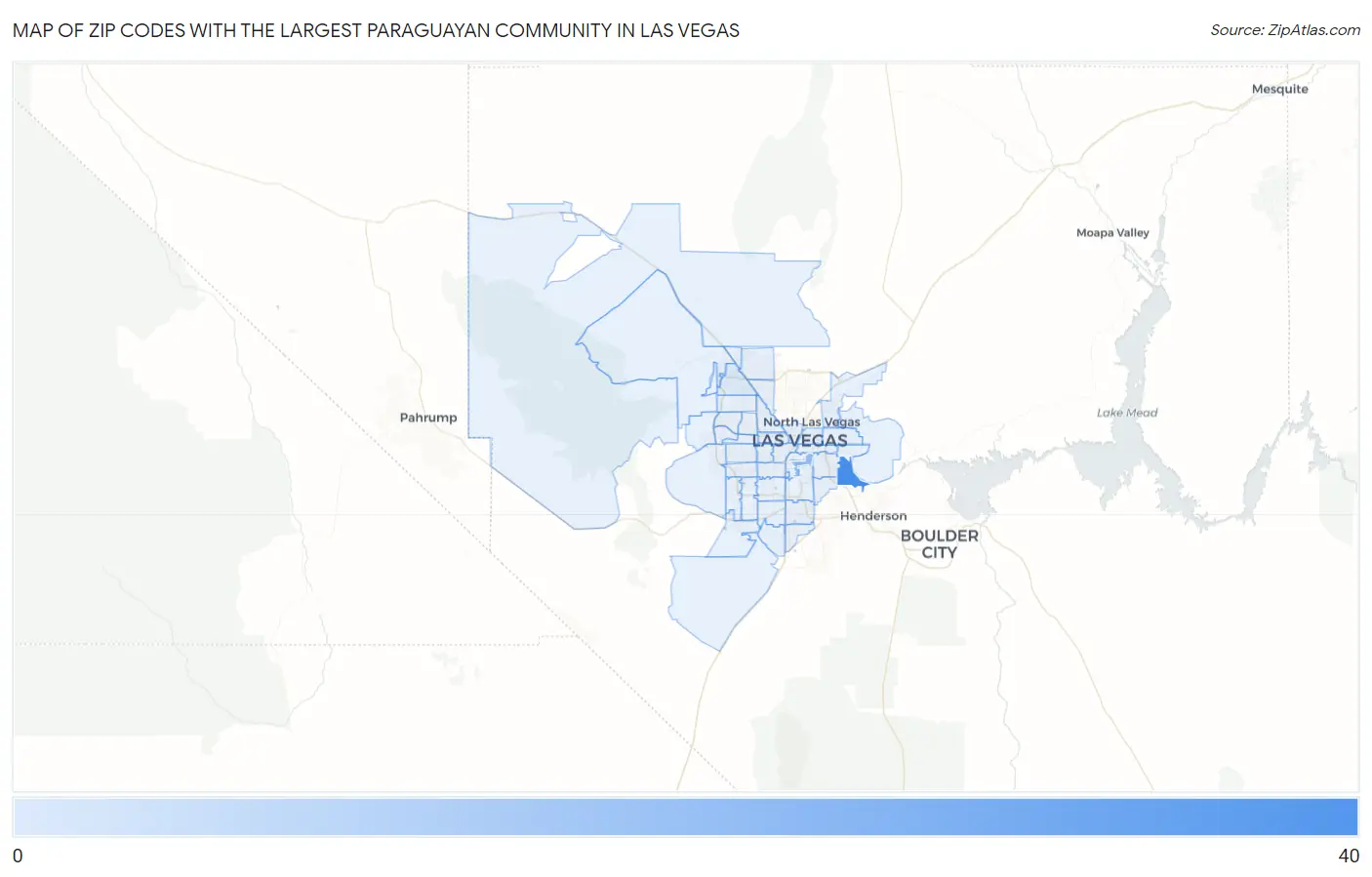 Zip Codes with the Largest Paraguayan Community in Las Vegas Map