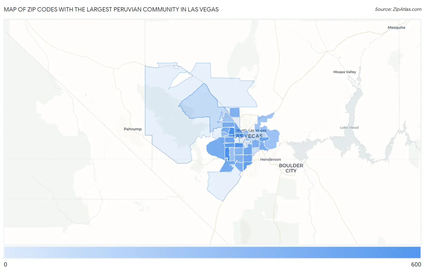 Zip Codes with the Largest Peruvian Community in Las Vegas Map