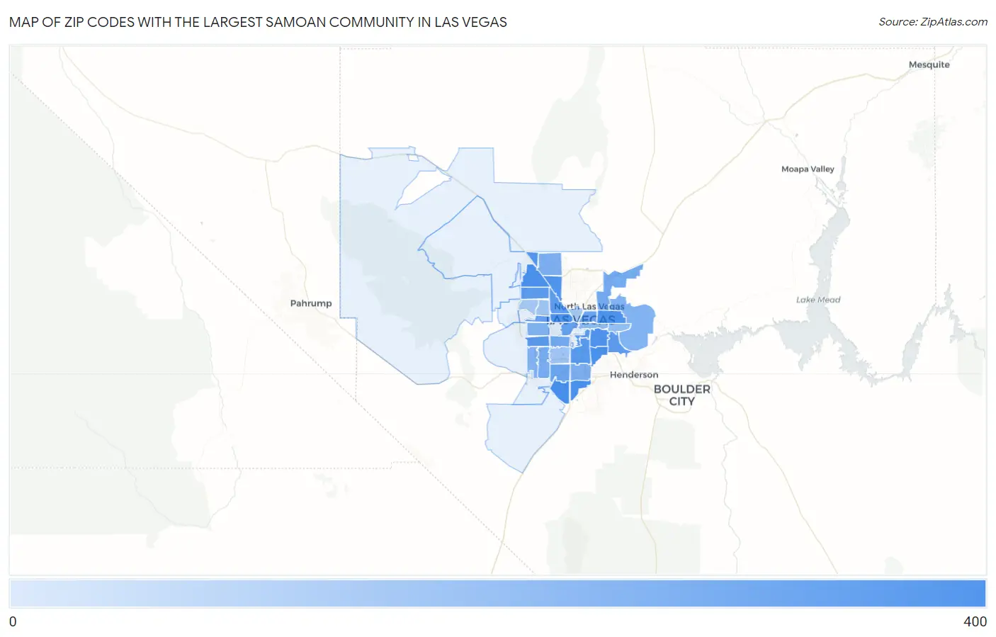 Zip Codes with the Largest Samoan Community in Las Vegas Map