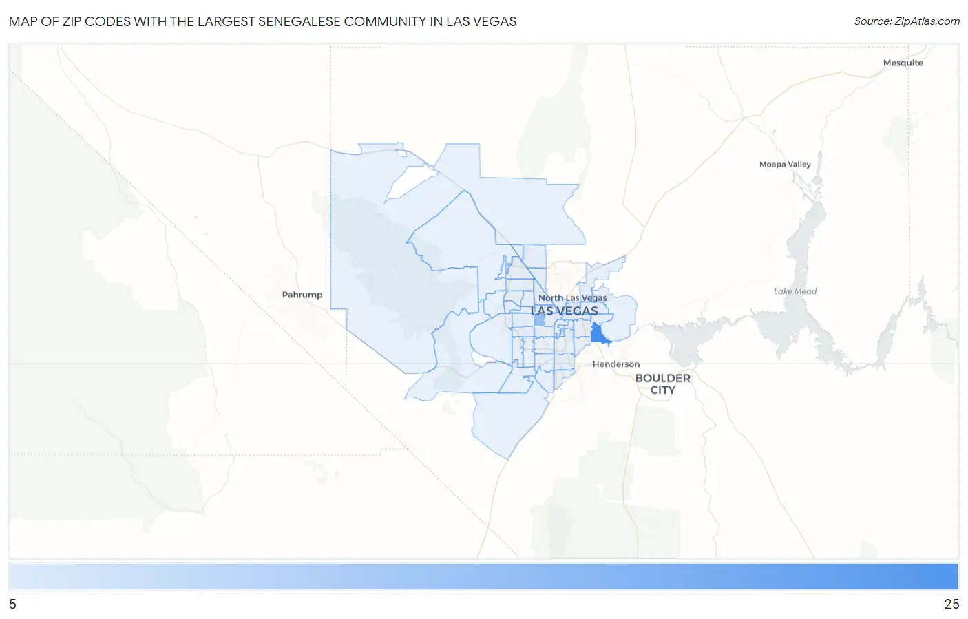 Zip Codes with the Largest Senegalese Community in Las Vegas Map