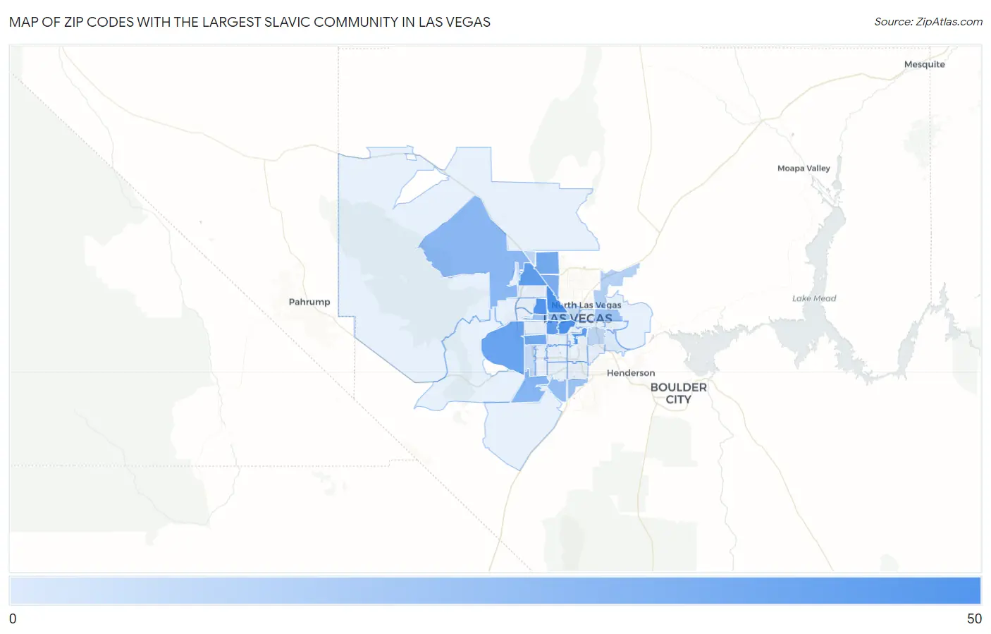 Zip Codes with the Largest Slavic Community in Las Vegas Map