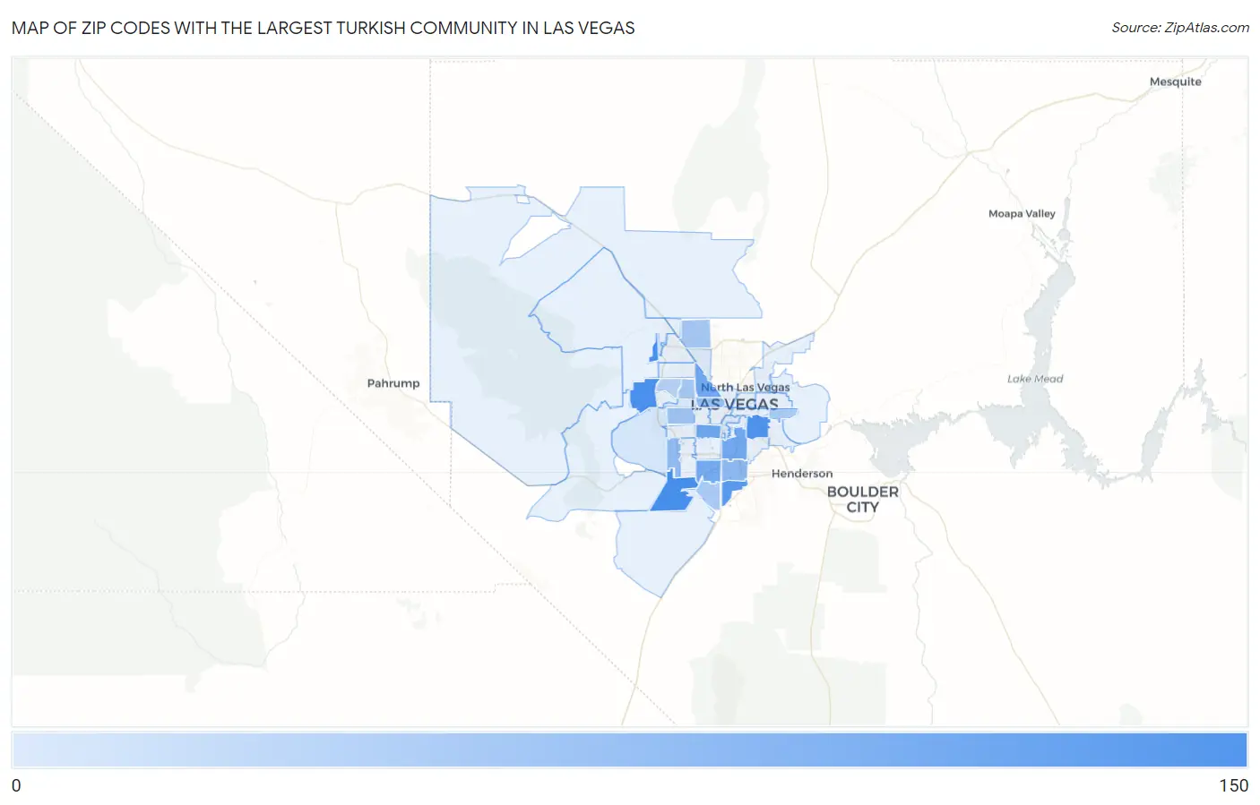 Zip Codes with the Largest Turkish Community in Las Vegas Map