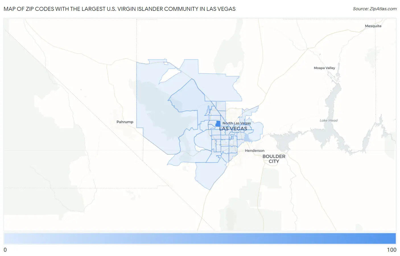 Zip Codes with the Largest U.S. Virgin Islander Community in Las Vegas Map