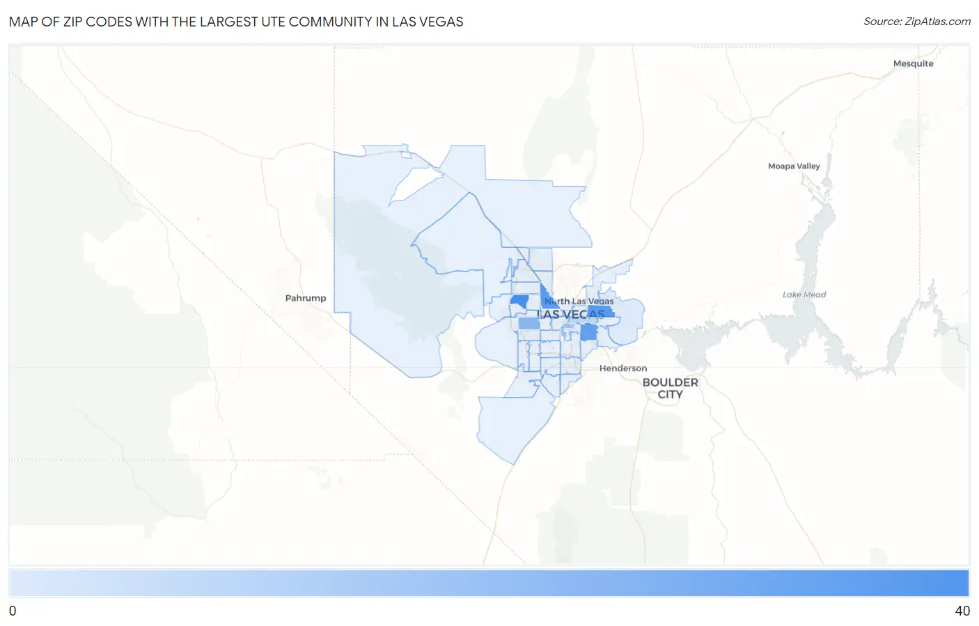 Zip Codes with the Largest Ute Community in Las Vegas Map