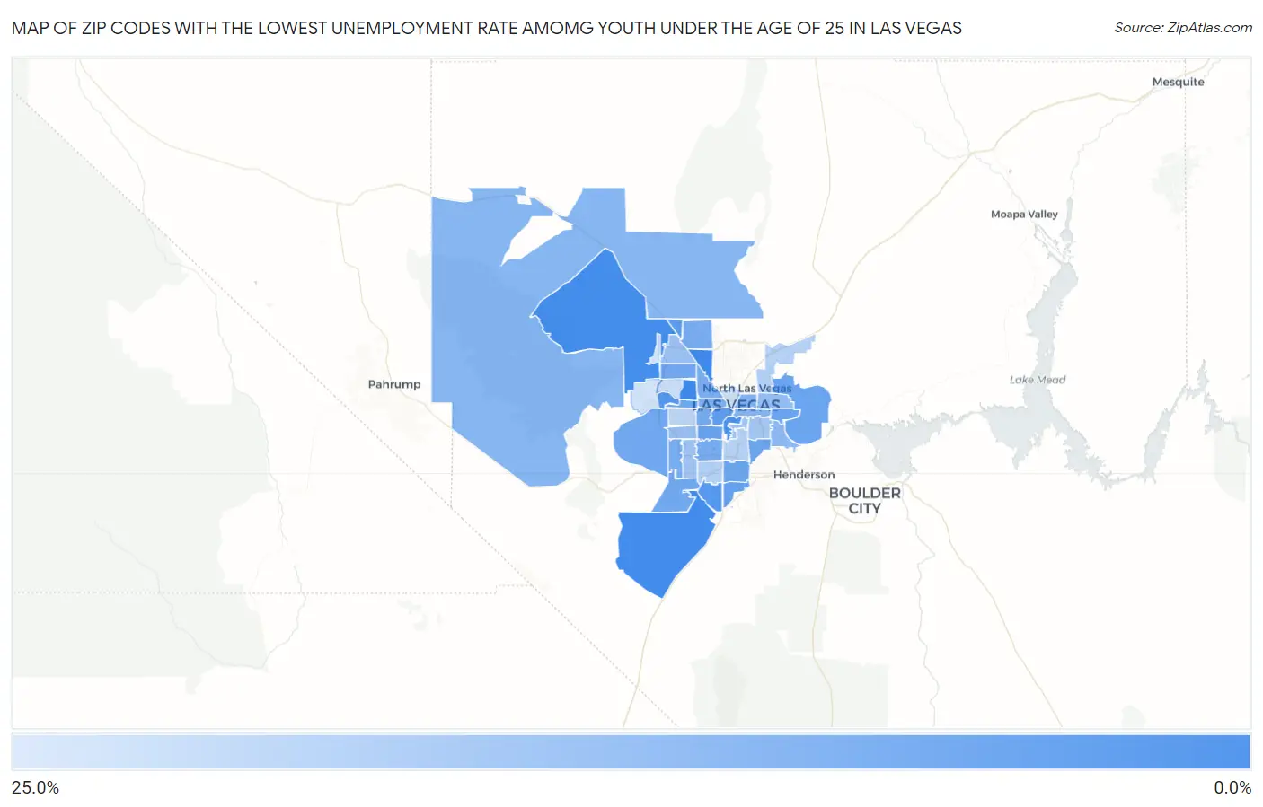 Zip Codes with the Lowest Unemployment Rate Amomg Youth Under the Age of 25 in Las Vegas Map