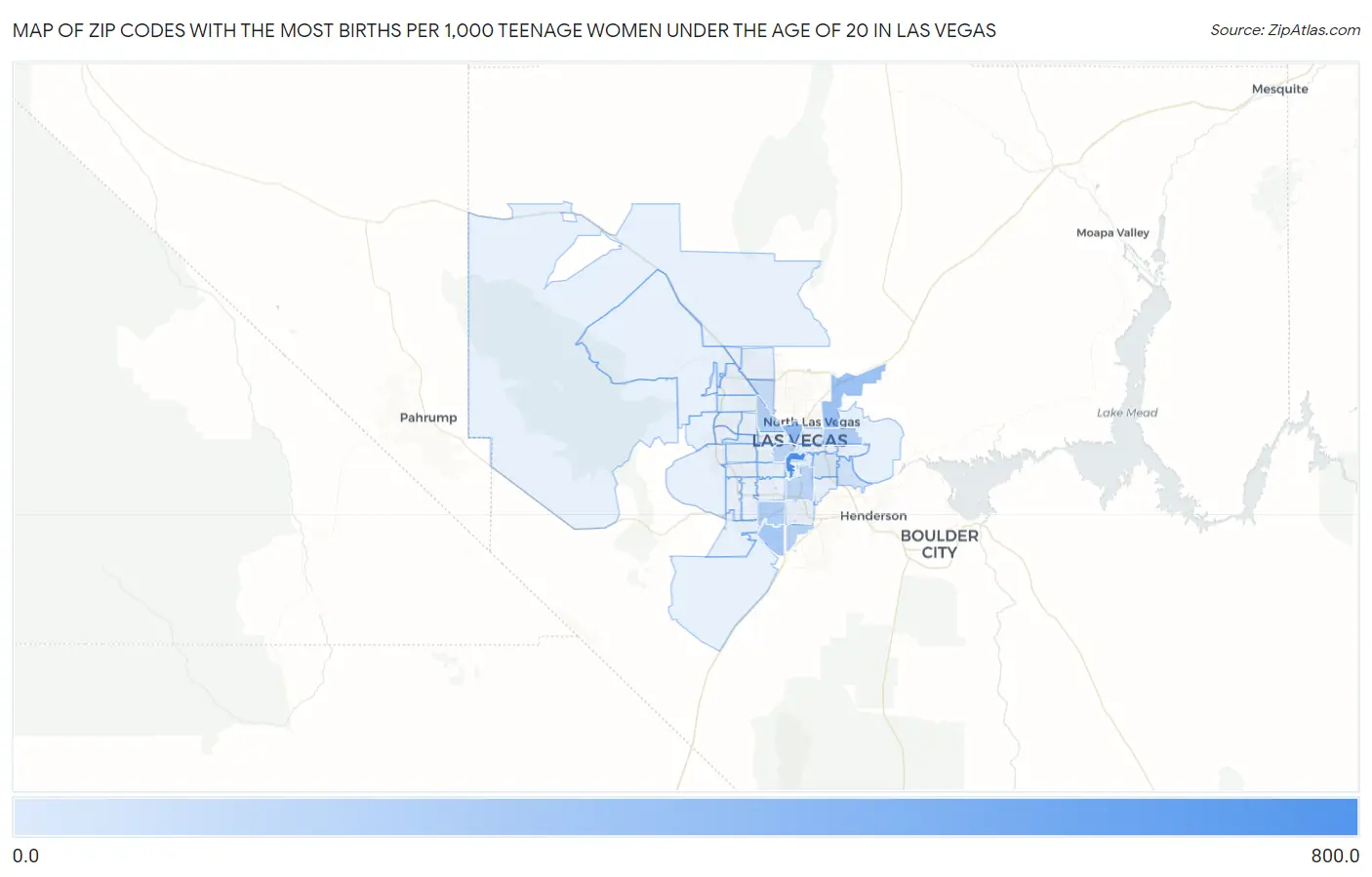Zip Codes with the Most Births per 1,000 Teenage Women Under the Age of 20 in Las Vegas Map