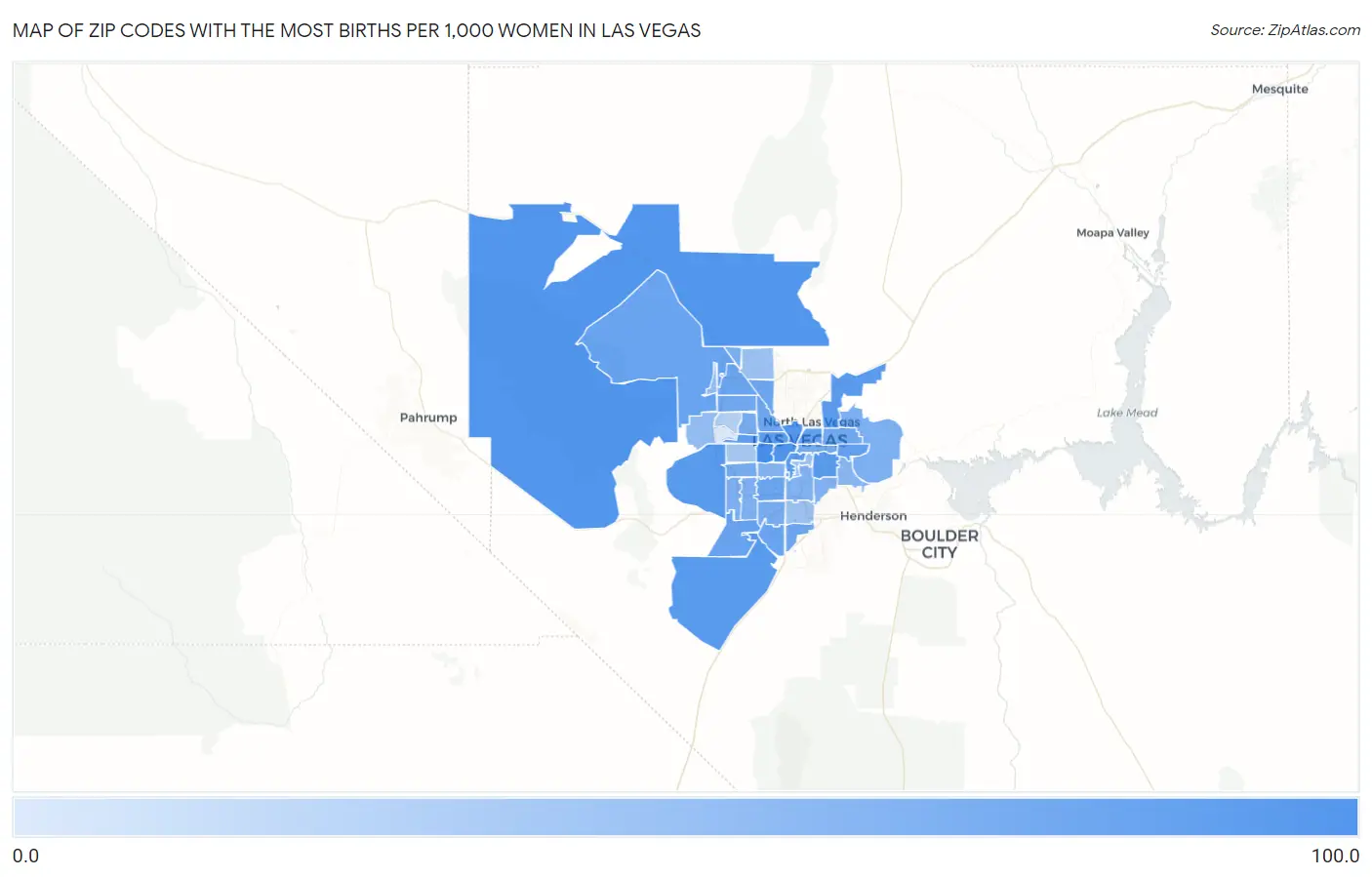 Zip Codes with the Most Births per 1,000 Women in Las Vegas Map