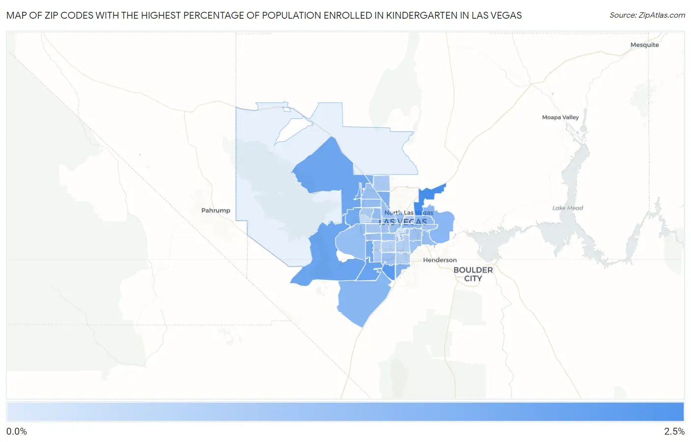 Zip Codes with the Highest Percentage of Population Enrolled in Kindergarten in Las Vegas Map