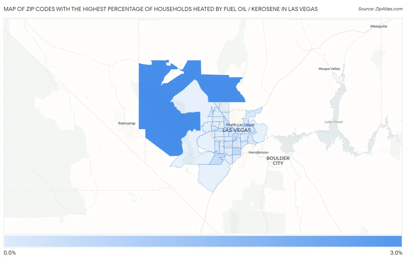 Zip Codes with the Highest Percentage of Households Heated by Fuel Oil / Kerosene in Las Vegas Map