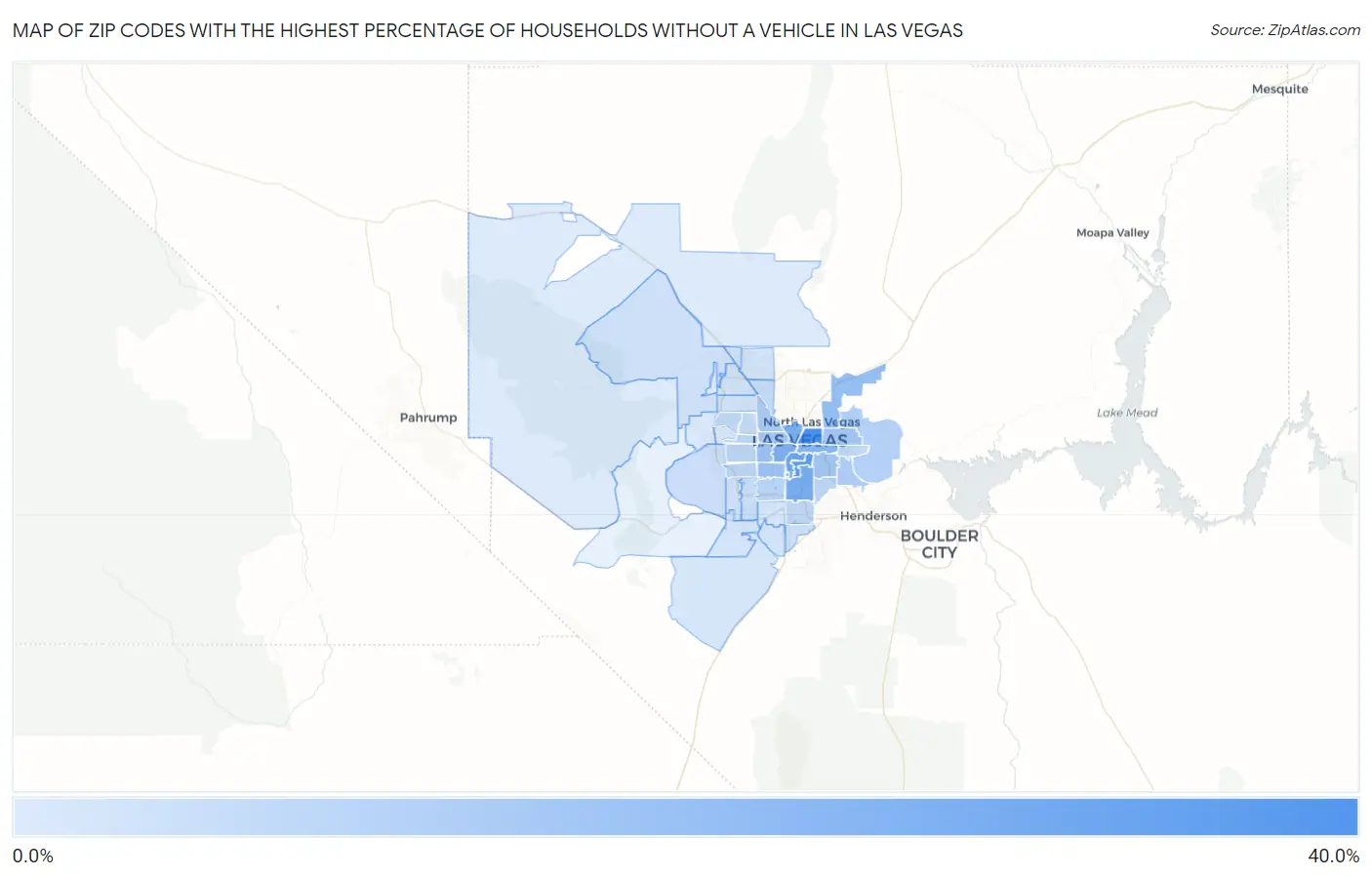 Zip Codes with the Highest Percentage of Households Without a Vehicle in Las Vegas Map