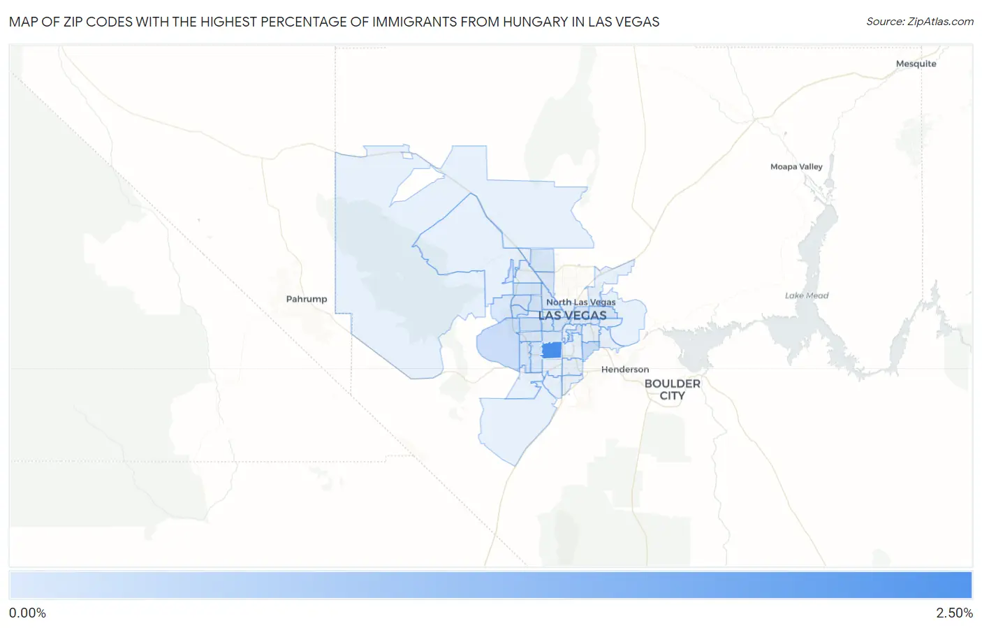 Zip Codes with the Highest Percentage of Immigrants from Hungary in Las Vegas Map