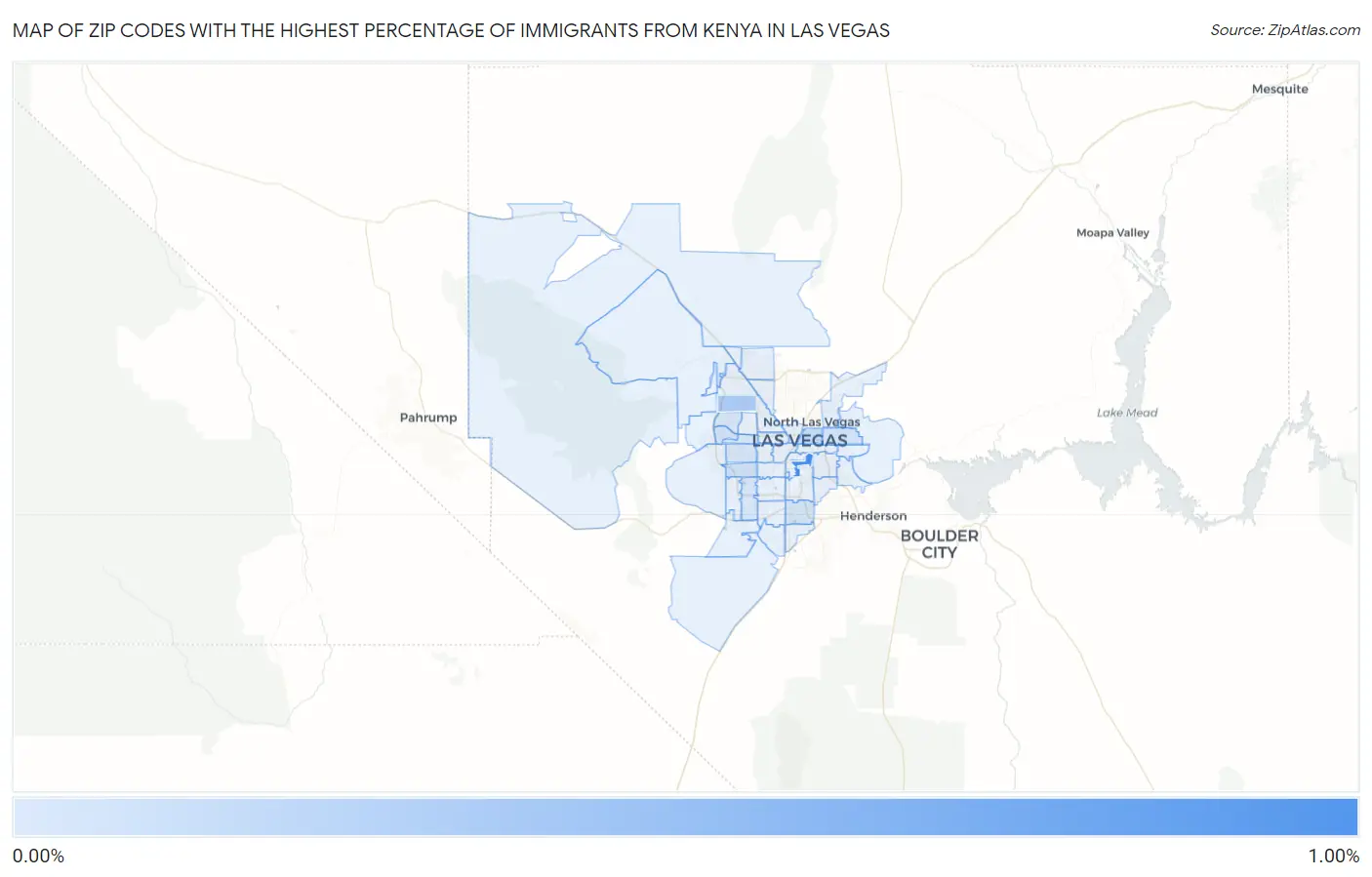 Zip Codes with the Highest Percentage of Immigrants from Kenya in Las Vegas Map