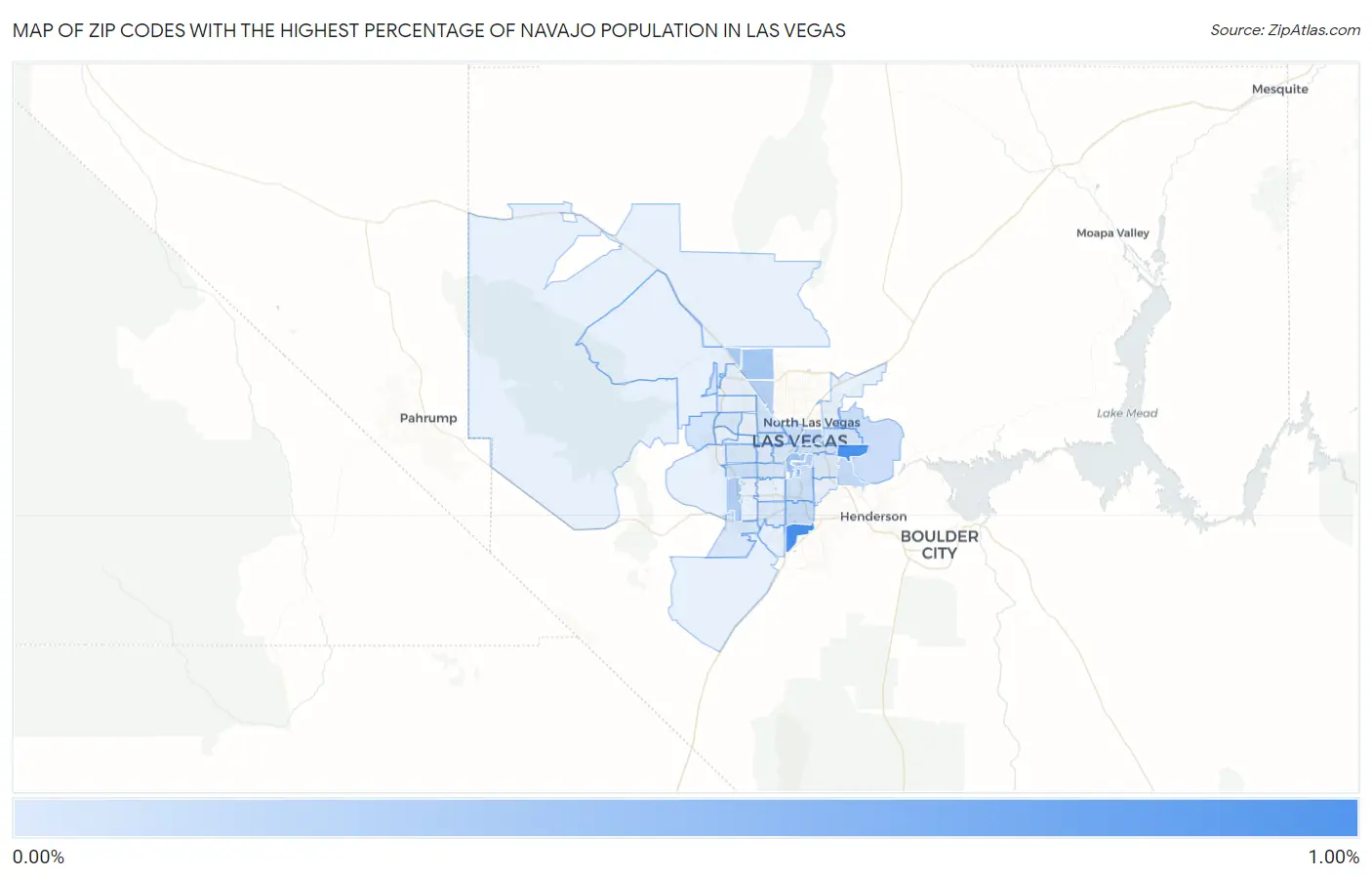 Zip Codes with the Highest Percentage of Navajo Population in Las Vegas Map