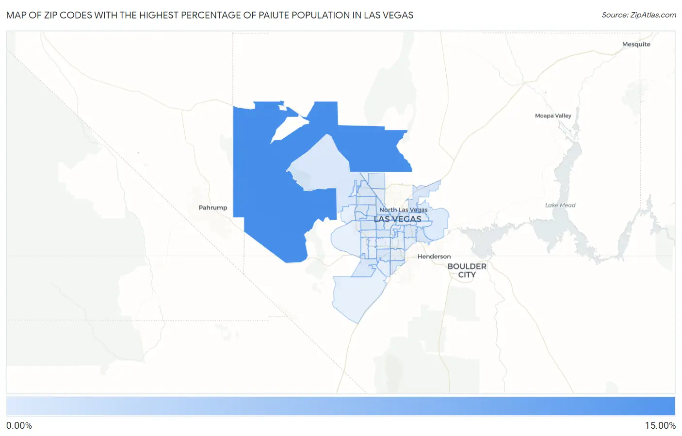 Zip Codes with the Highest Percentage of Paiute Population in Las Vegas Map